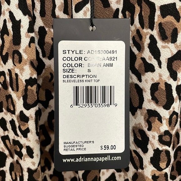 ADRIANNA PAPELL sleeveless animal print knit top.  S - Picture 7 of 8